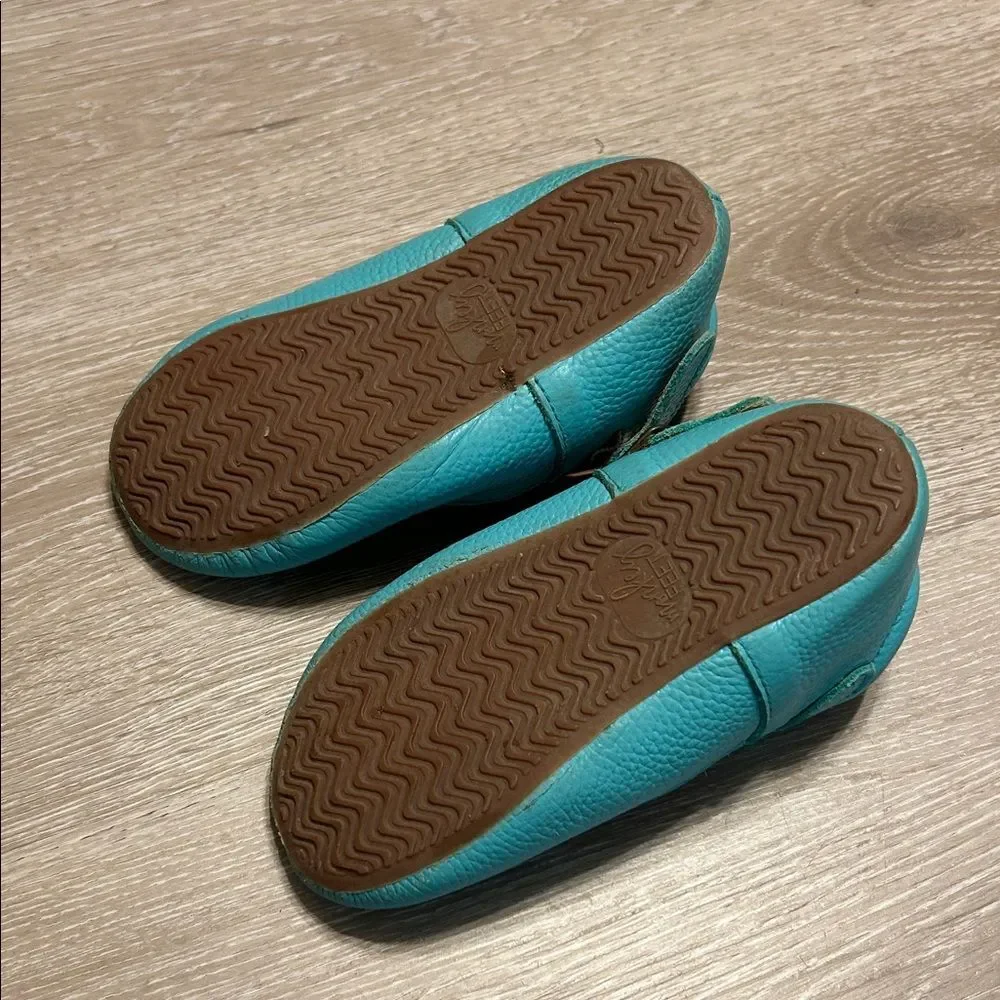 Monkey Feet Teal T Strap Mary Jane Leather Sandals 4-5Y